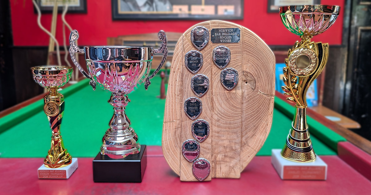 The Norich Bar Billiards Singles Tournament Trophies